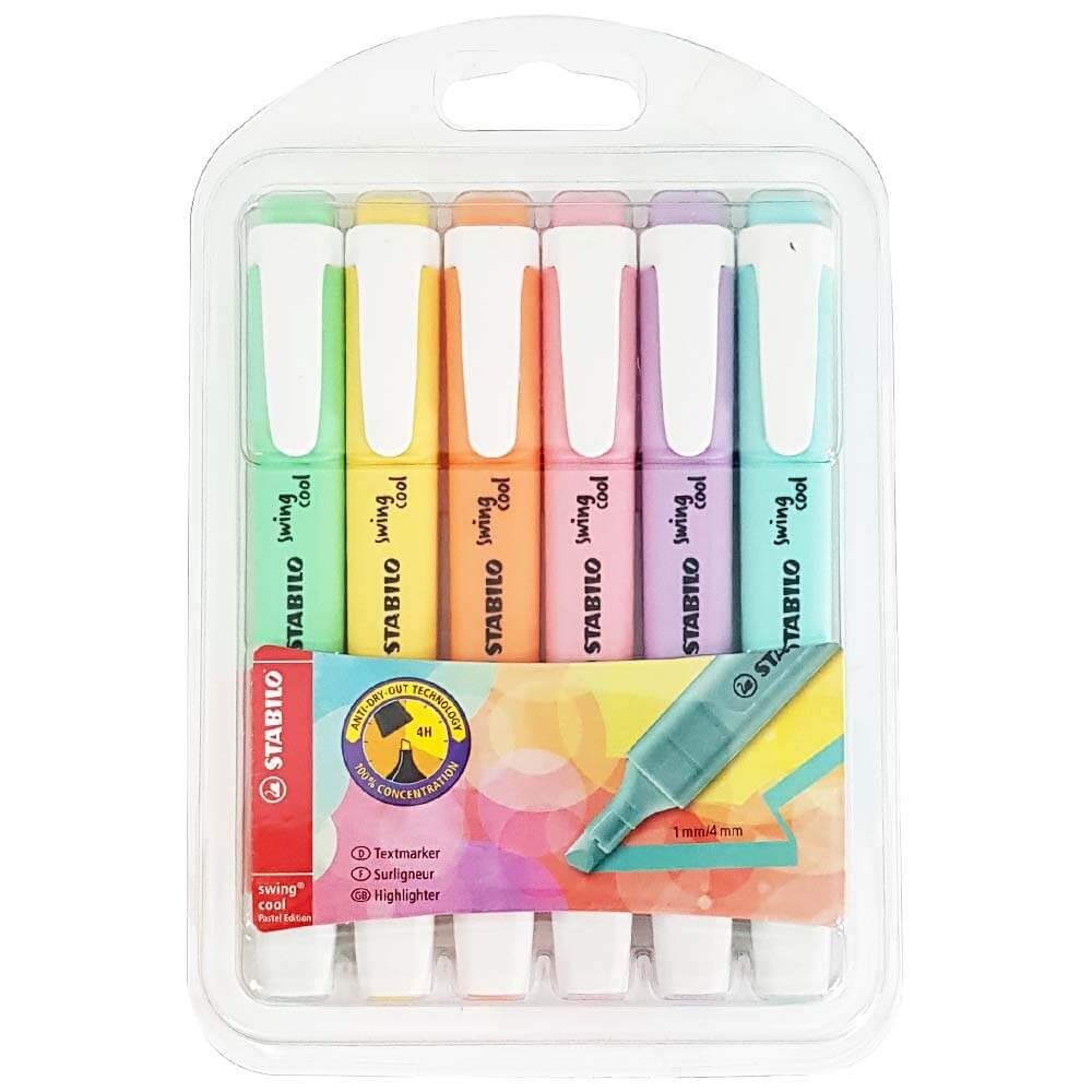 Marca Texto Stabilo Swing Cool Pastel 6 Cores
