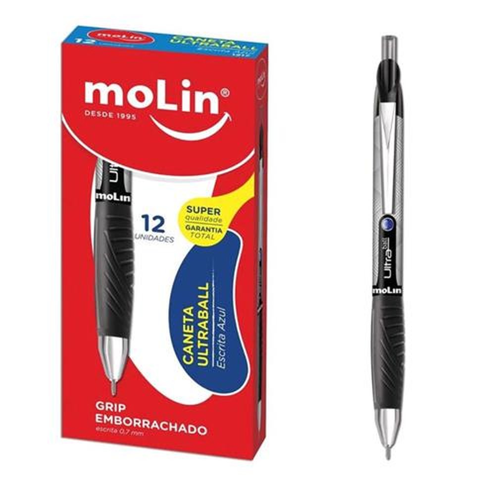 Caneta Retratil Ultraball 0,7mm Azul Multicor Molin