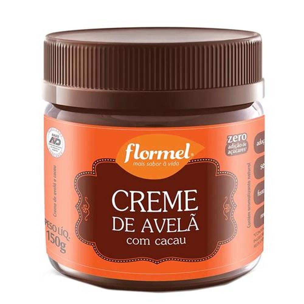 Creme de Avelã com Cacau Flormel, Zero Açúcar - Pote com 150g