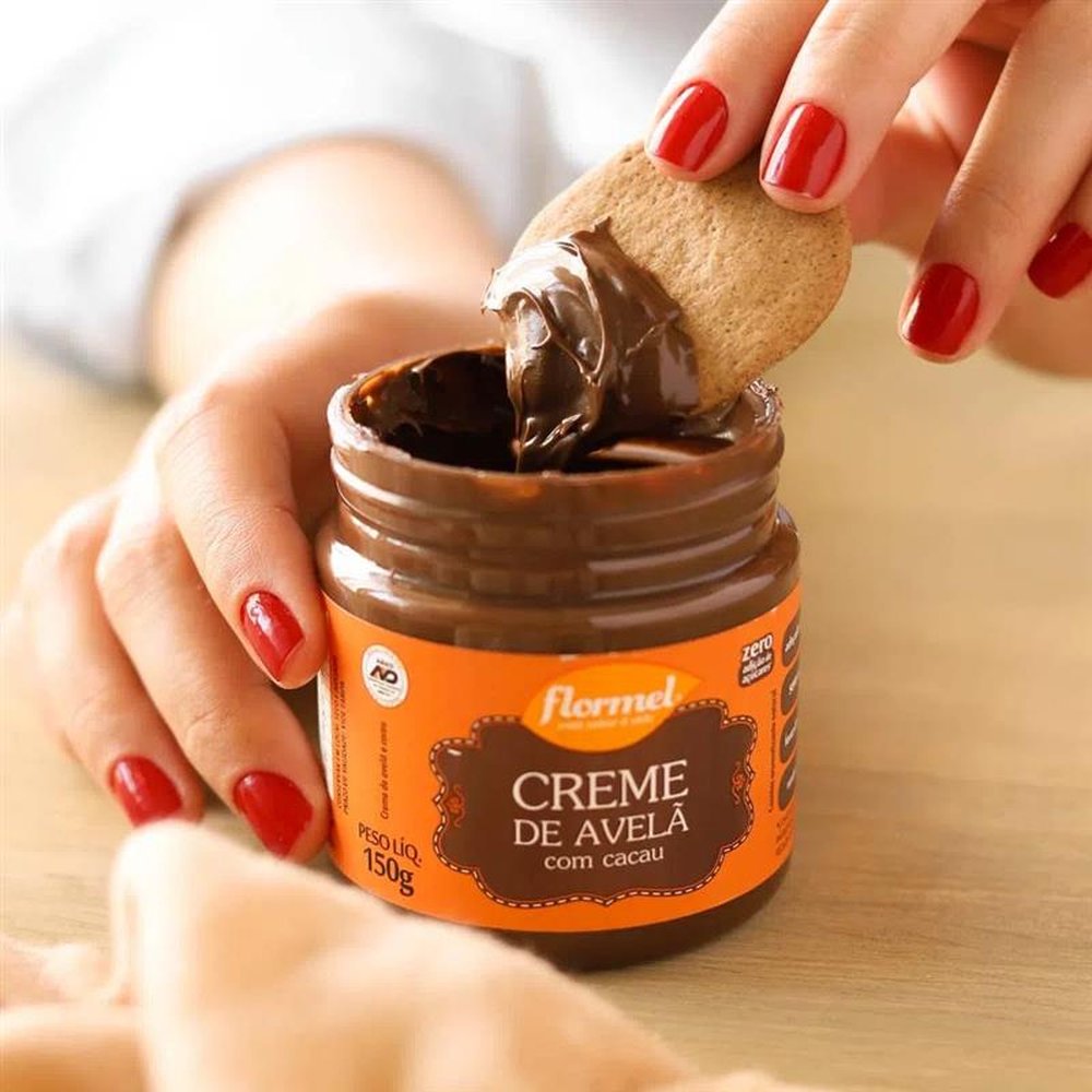 Creme de Avelã com Cacau Flormel, Zero Açúcar - Pote com 150g