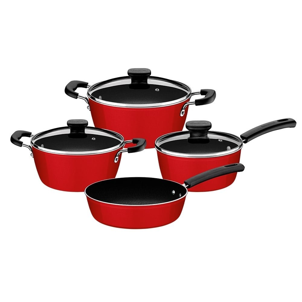 Jogo de Panelas Tramontina Sicília Ceramic Vermelho 4 Peças