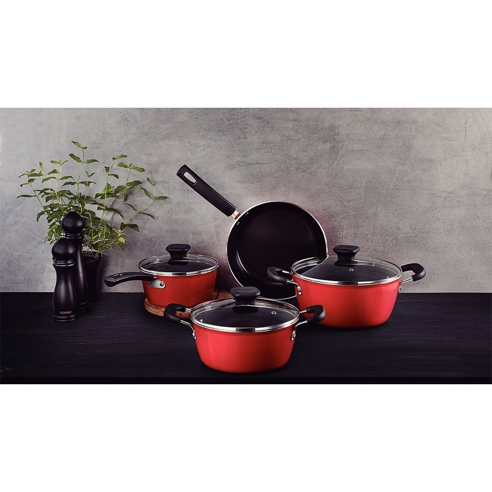 Jogo de Panelas Tramontina Sicília Ceramic Vermelho 4 Peças