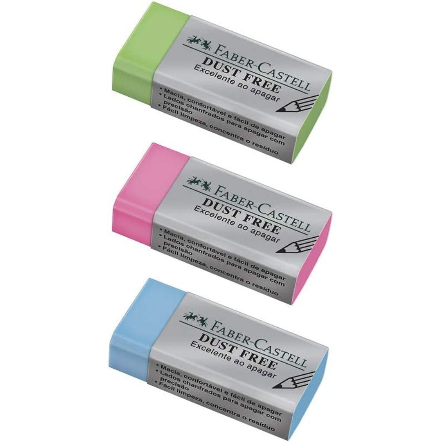 Borracha Dust Free Colors 3 Cores Sortidas Faber Castell