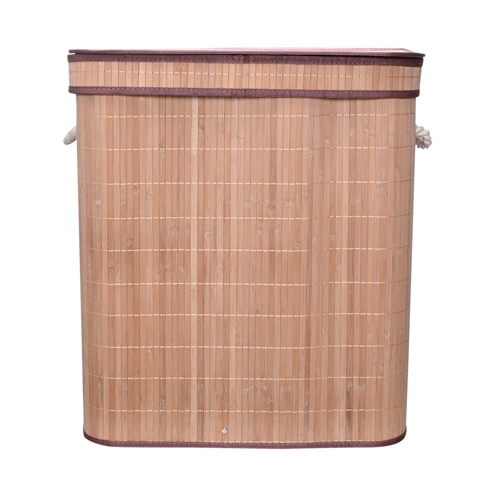 Cesto Duplo De Bambu Com Tampa Para Roupas Mimo Style