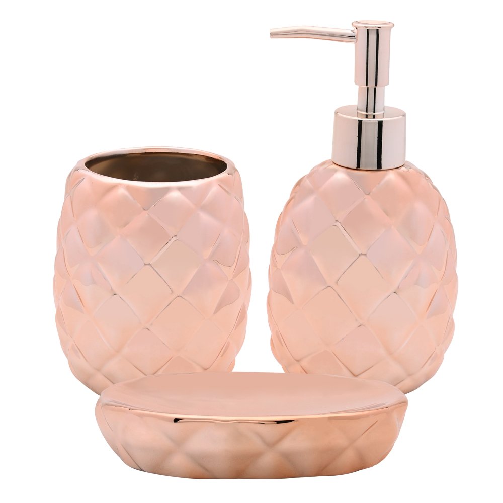 Conjunto De Banheiro Abacaxi Cor Bronze Mimo Style