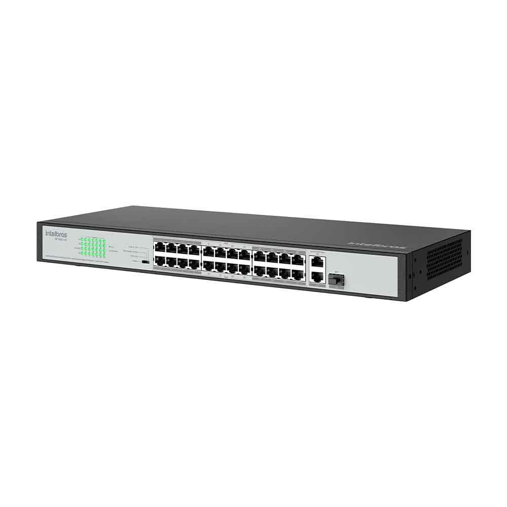 Switch Intelbras Sf 2421 Poe, 24p Fast Ethernet Poe, 2p Gigabit, 1p Sfp Combo - 4760075