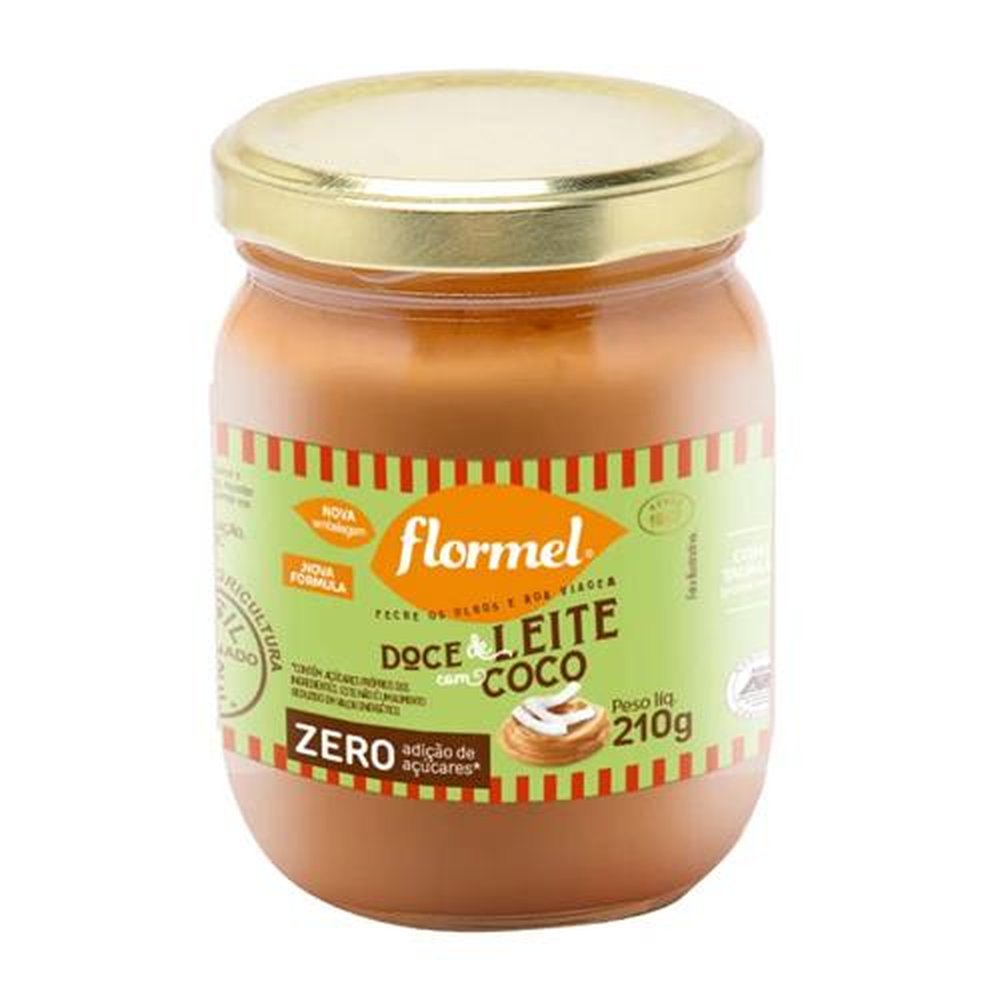 Doce de Leite com Coco Cremoso Flormel, Zero Açúcar - Pote com 210g