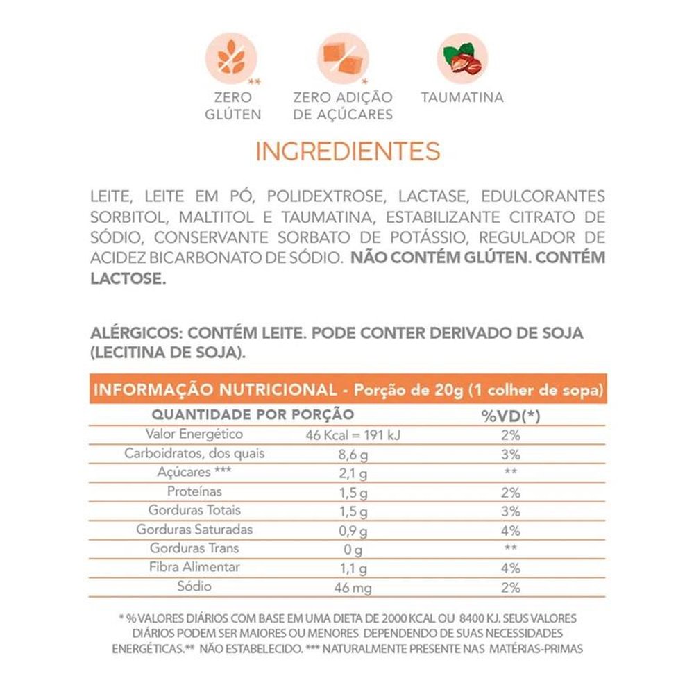 Doce de Leite Cremoso Flormel, Zero Açúcar - Pote com 210g