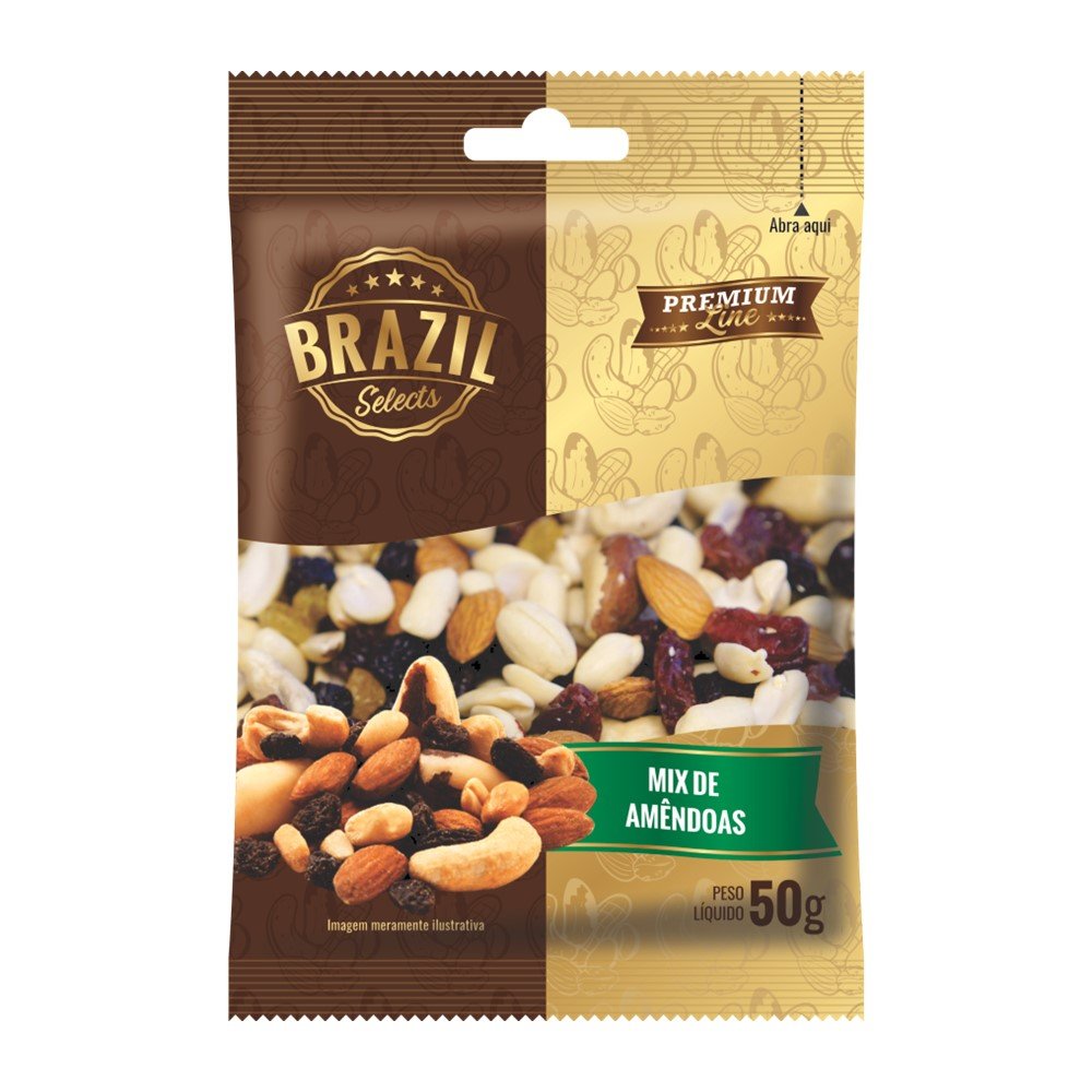 Mix Nuts com Castanha de Caju, Pará, Amêndoas, Amendoim E Uva Passas de 50G