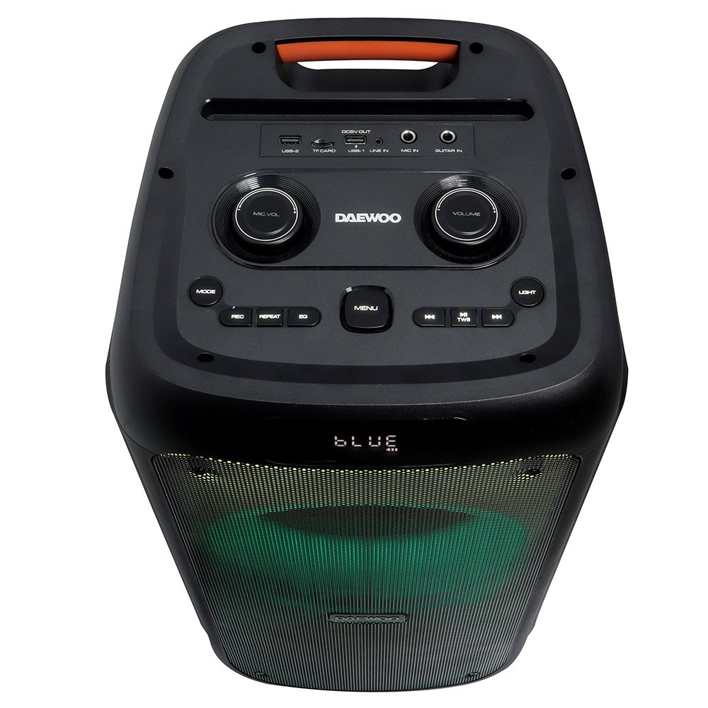 Caixa de Som Daewoo DW2000 Partybox, USB e AUX, Bateria de Lítio recarregável, 1200W, Preto