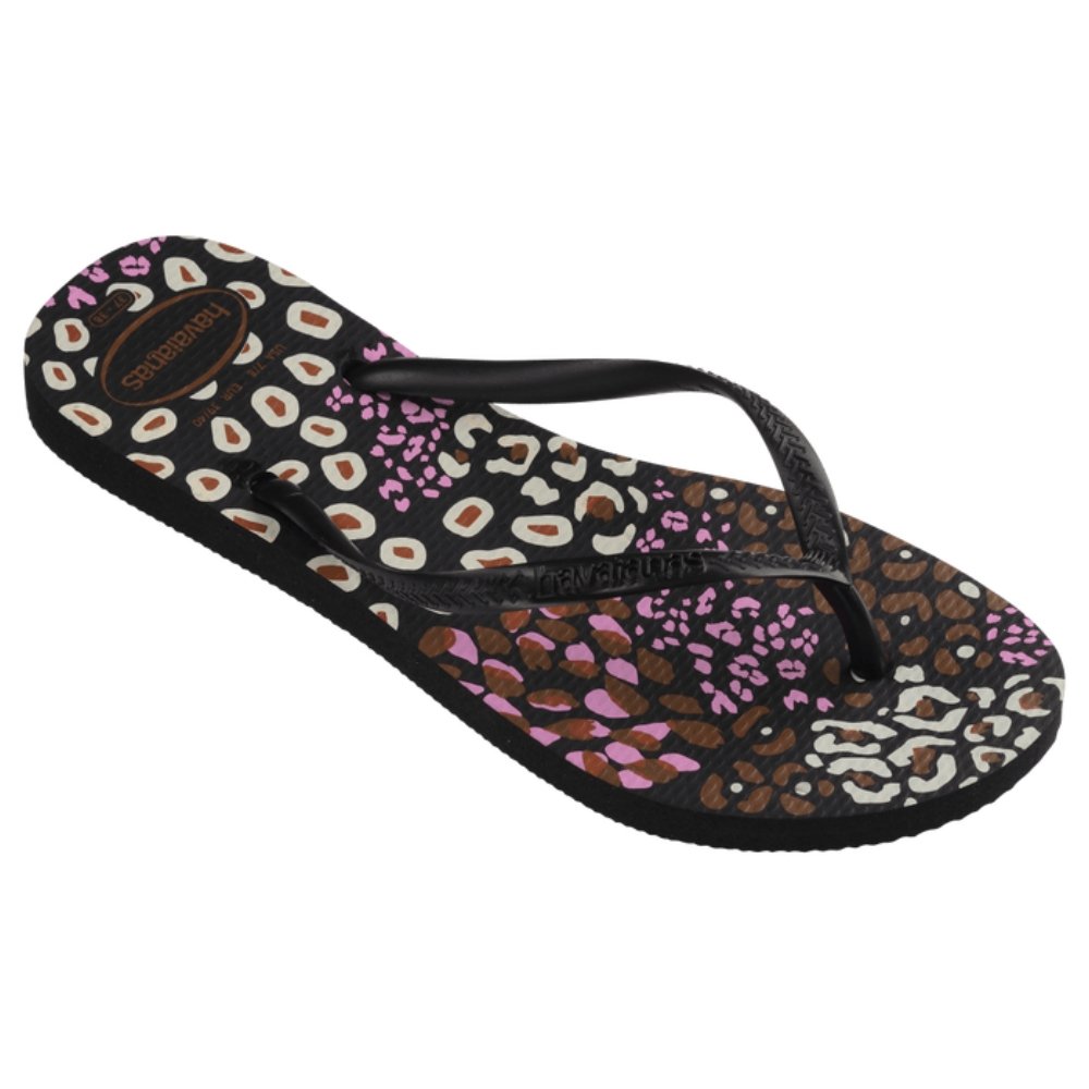 Havaianas Slim Animals Preto/Pink Lemonade 37/8