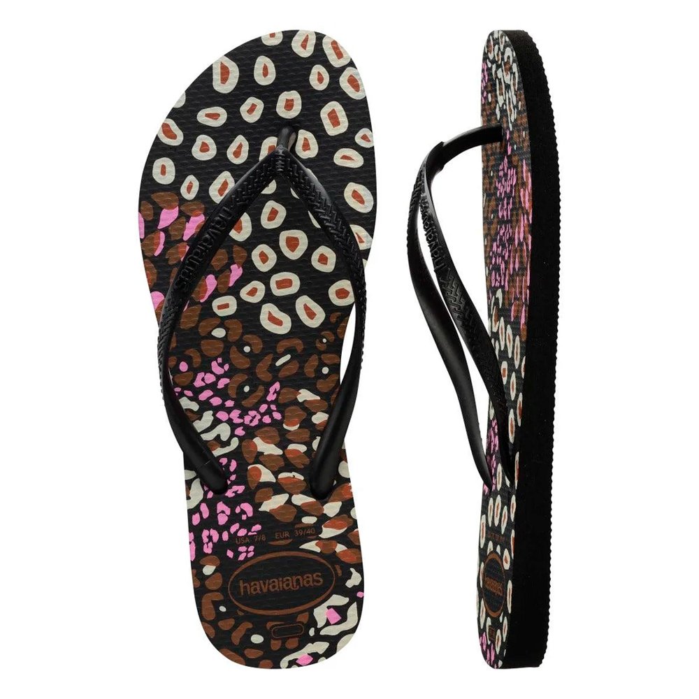 Havaianas Slim Animals Preto/Pink Lemonade 37/8
