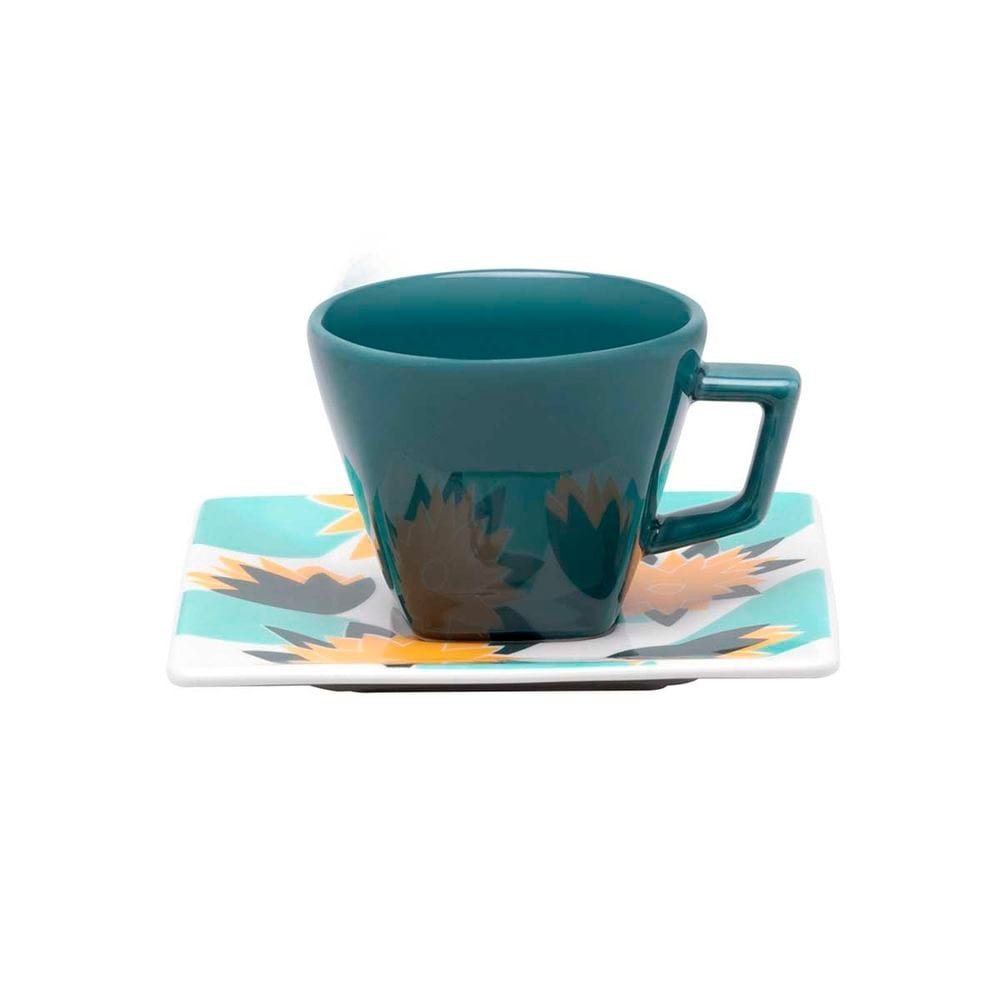 Aparelho de Jantar 30 Peças de Porcelana Oxford Quartier Mandacaru, Amarelo/Verde/Verde Escuro