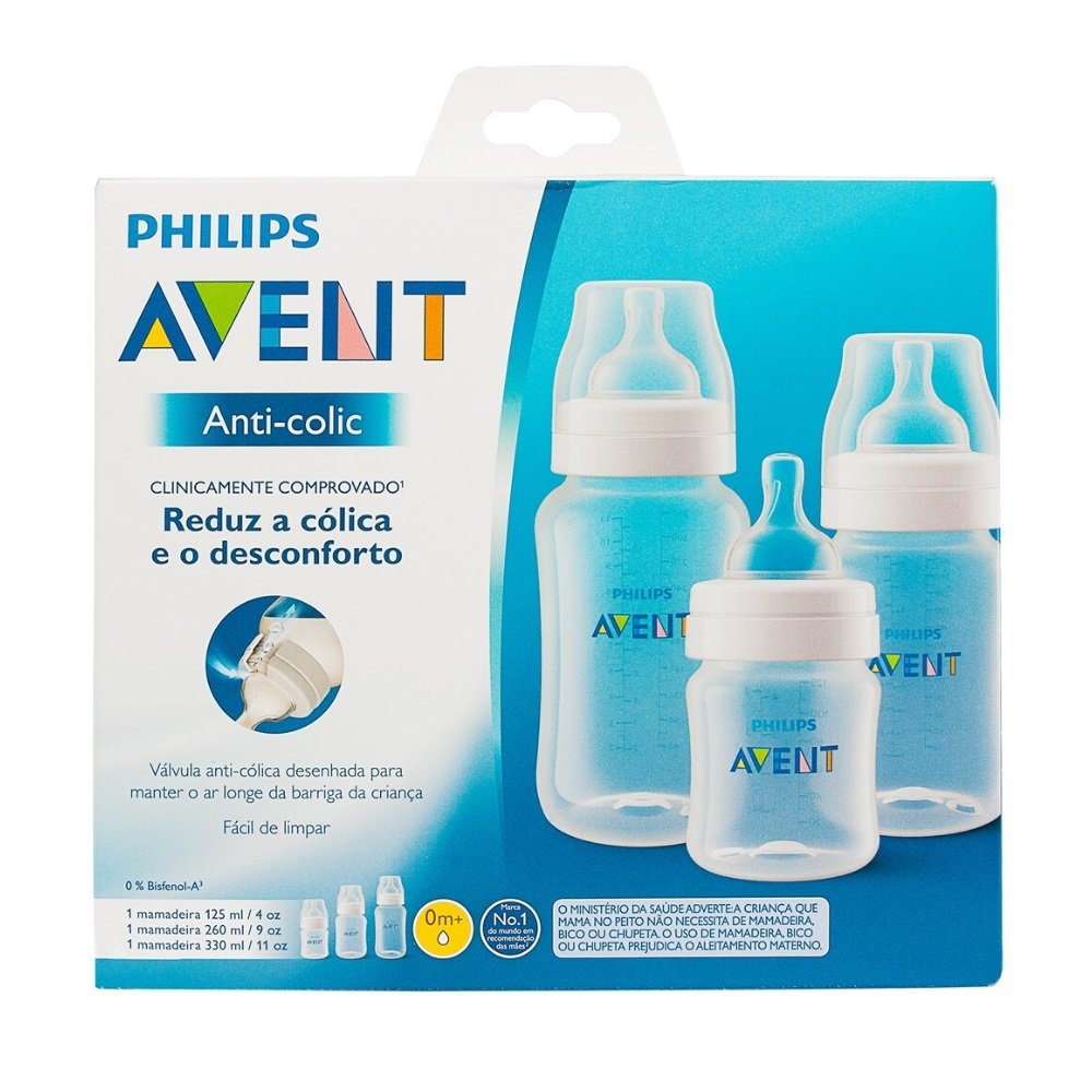 Mamadeira Philips Avent SCD809/41, Kit com 3 Peças, Transparente