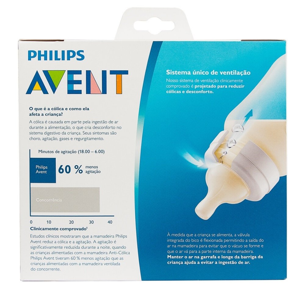 Mamadeira Philips Avent SCD809/41, Kit com 3 Peças, Transparente