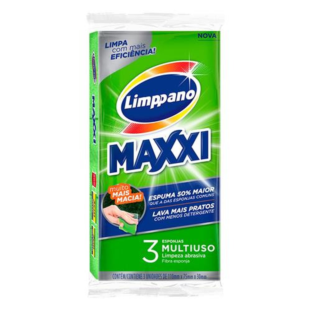 Esponja Maxxi Limppano - Embalagem com 3 Contém 120 Pacotes
