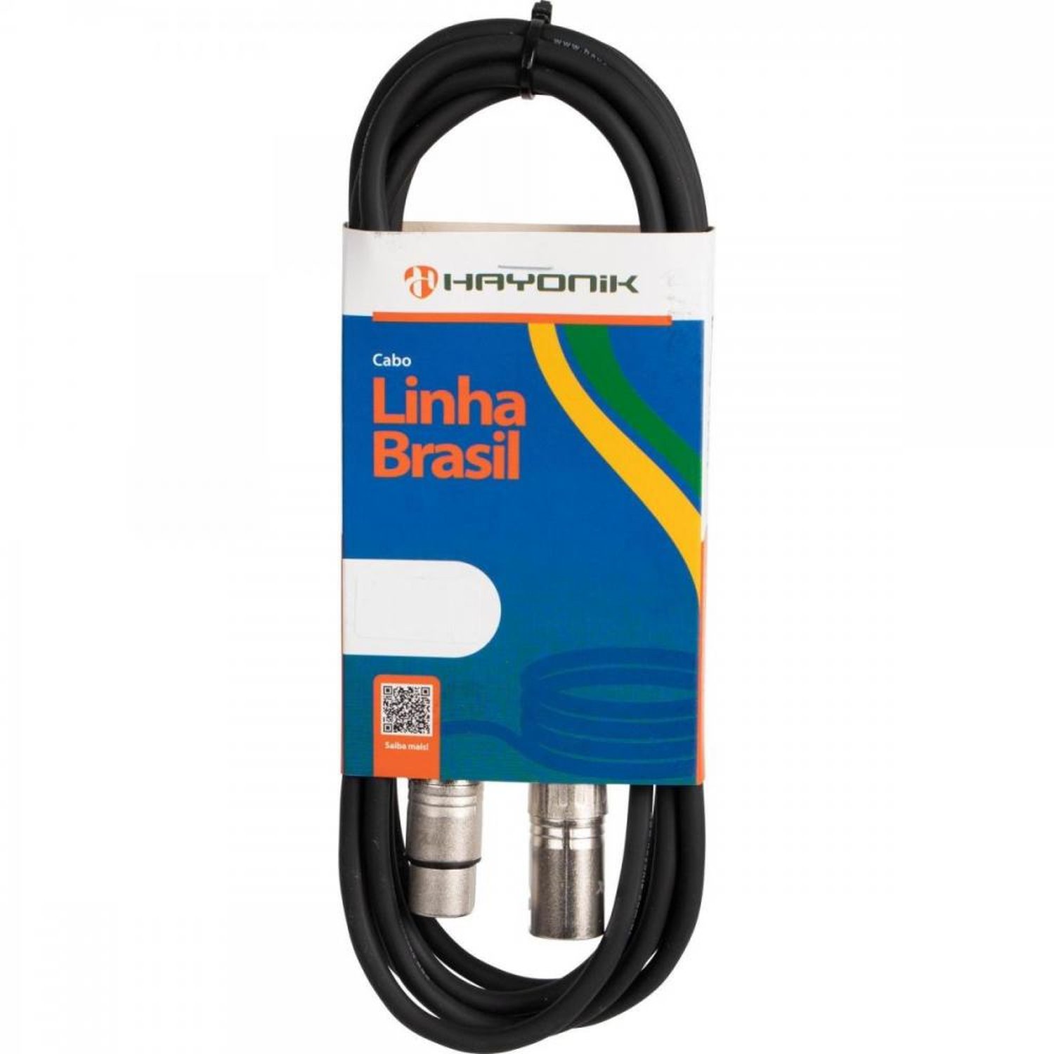 Cabo para Microfone Linha Brasil XLR Fêmea X XLR Macho 7 metros Preto HAYONIK