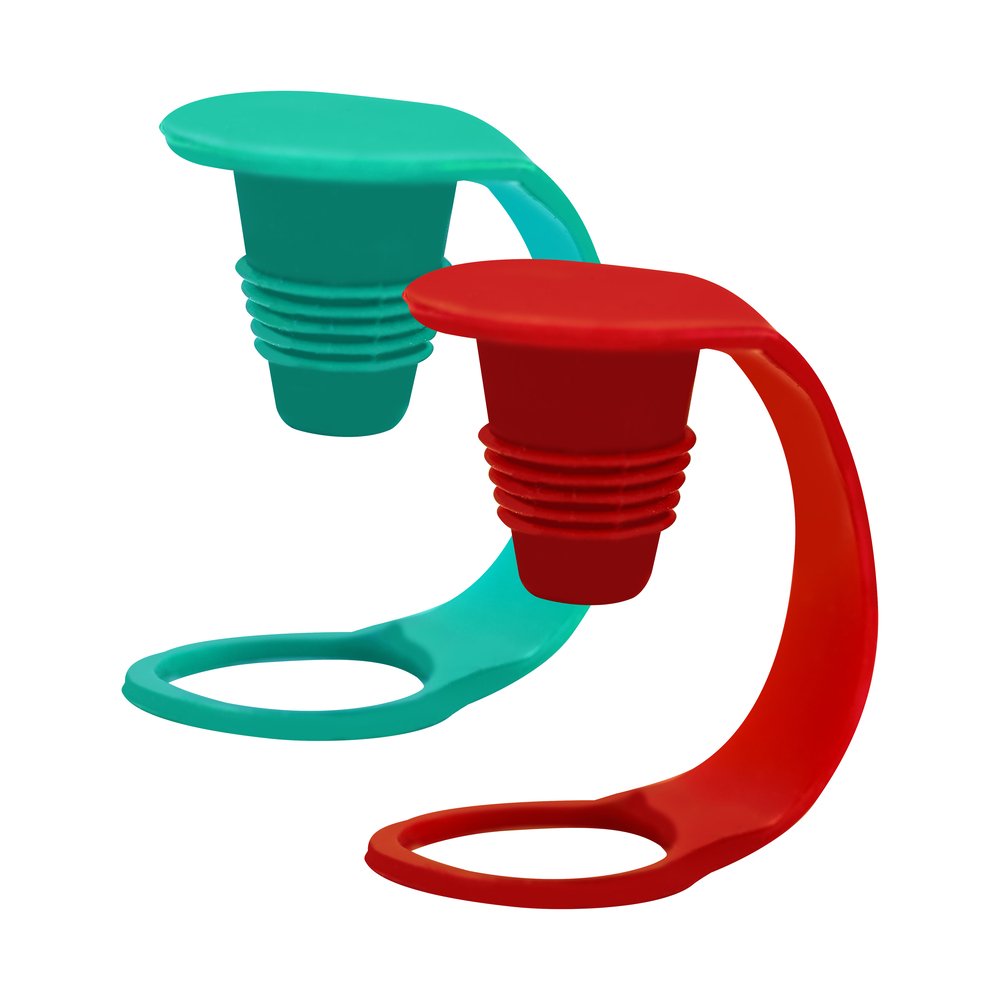 Rolha Silicone para Vinho com Anel Segurança - Embalagem Contendo 2 Unidades