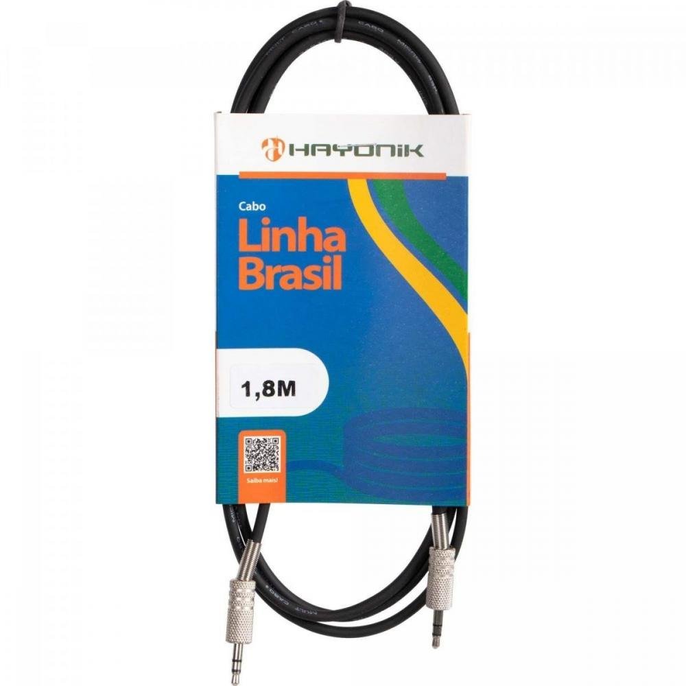 Cabo de Áudio Linha Brasil P2 Estéreo X P2 Estéreo 1,8M Preto HAYONIK Un.Venda: PC/1