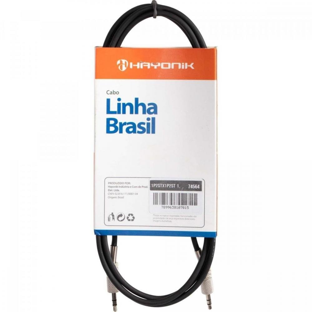 Cabo de Áudio Linha Brasil P2 Estéreo X P2 Estéreo 1,8M Preto HAYONIK Un.Venda: PC/1