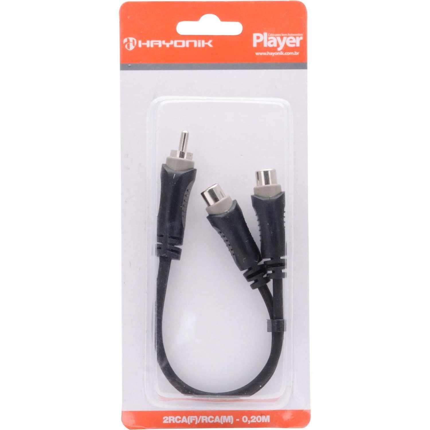 Cabo para Áudio RCA(M) X 2RCA(F) 20cm PLAYER Preto HAYONIK Un.Venda: PC/1