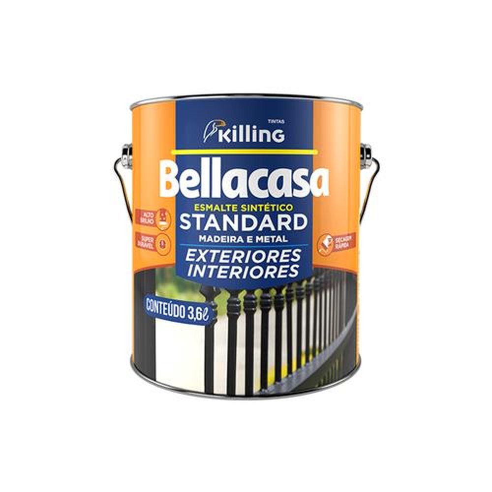 Tinta Esmalte Para Madeira E Metal Bellacasa 3,6 L Cinza Escuro 1496 Killing