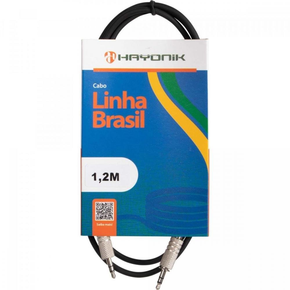 Cabo de Áudio Linha Brasil P2 Estéreo X P2 Estéreo 1,2M Preto HAYONIK Un.Venda: PC/1