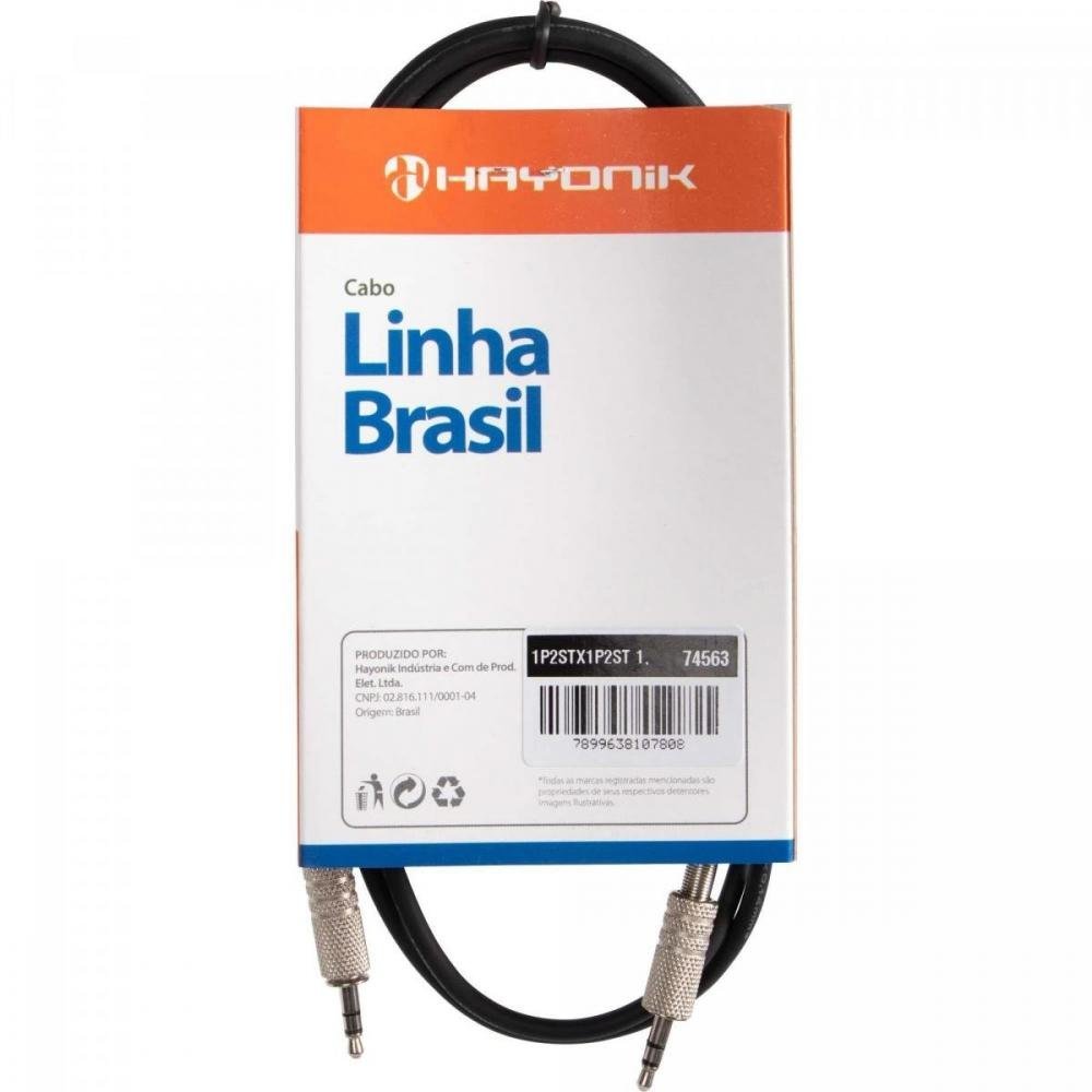Cabo de Áudio Linha Brasil P2 Estéreo X P2 Estéreo 1,2M Preto HAYONIK Un.Venda: PC/1