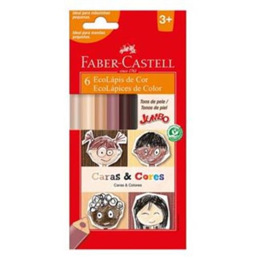 Lápis de Cor Jumbo Caras e Cores 6 Cores Faber Castell