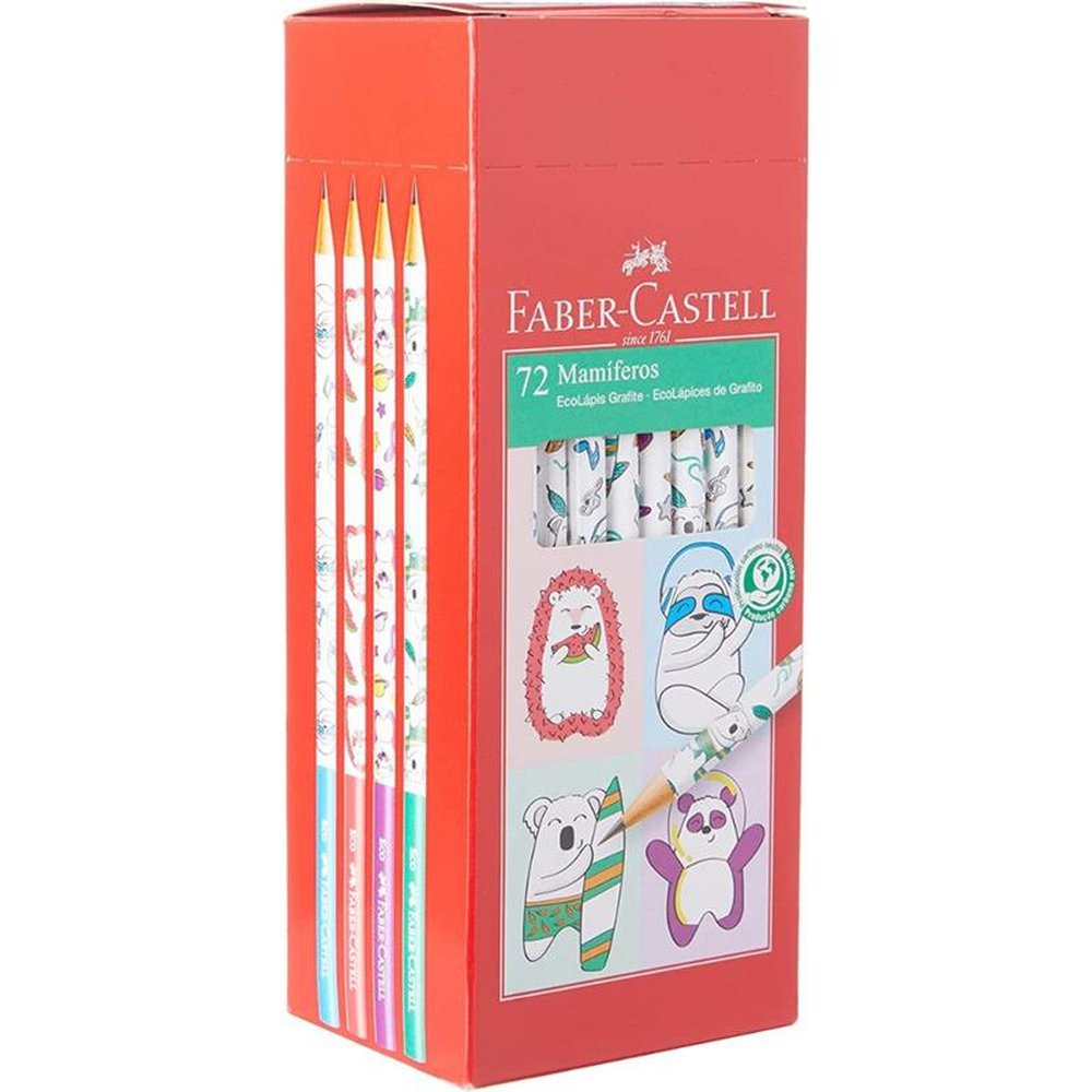 Ecolapis Grafite Faber Castell Coleção Mamíferos Caixa Com 72 Unidades Cores Mistas