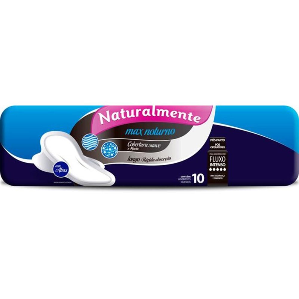 Absorvente Naturalmente Max Noturno Com Abas 10 Unidades