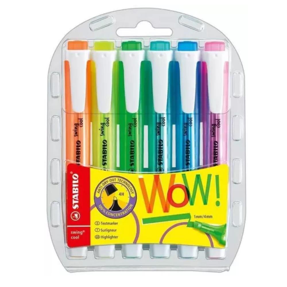 Kit de Marca Texto Stabilo Swing Cool 6 Cores Neon