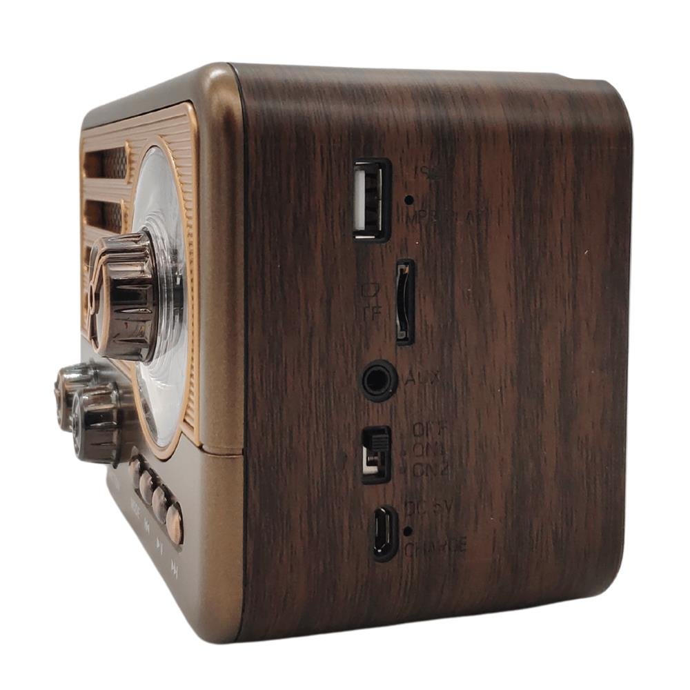 Radio Retro Antigo Usb Fm Am Sw Lanterna Antena Retrátil Recarregável Cobre
