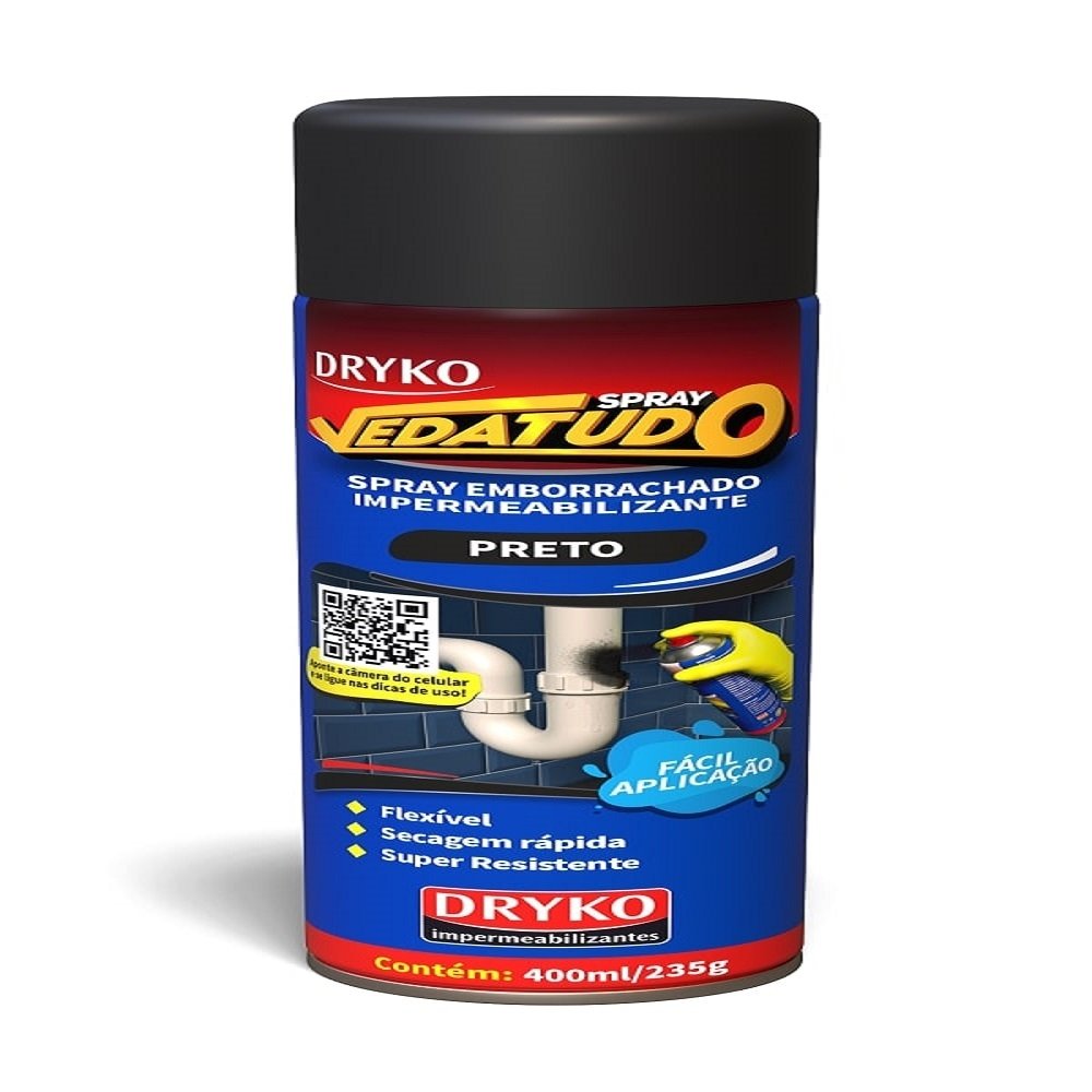 Spray Vedatudo Dryko Selador Impermeabilizante Preto 400ml