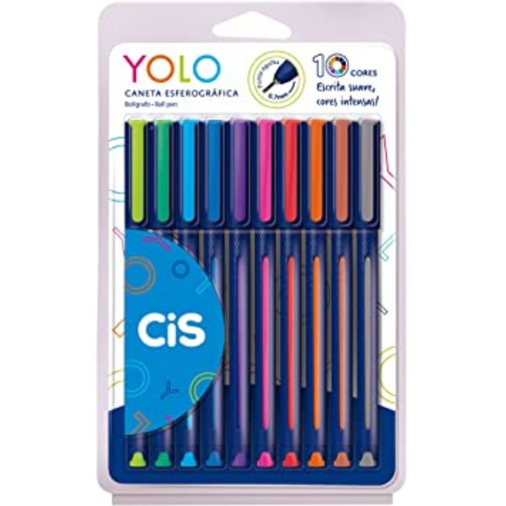 Kit de Canetas Eserográficas Yolo Cis 0.7 mm 10 cores