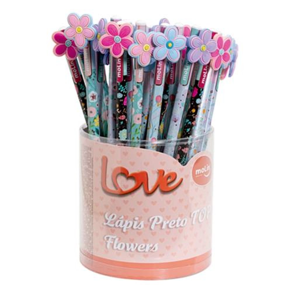 Lapis Preto Topo Flores Molin - cores sortidas