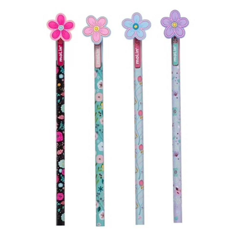 Lapis Preto Topo Flores Molin - cores sortidas