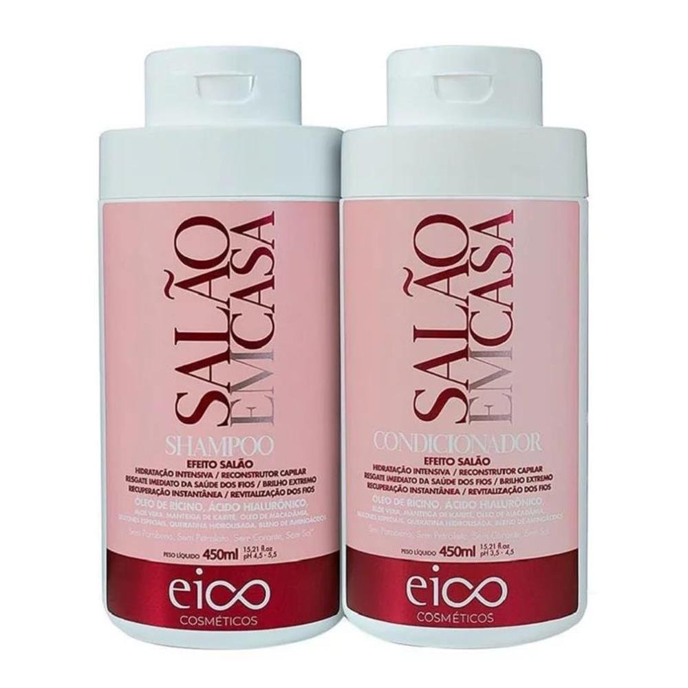 Kit Shampoo e Condicionador Efeito Salão/ Salão em Casa Eico 450ml