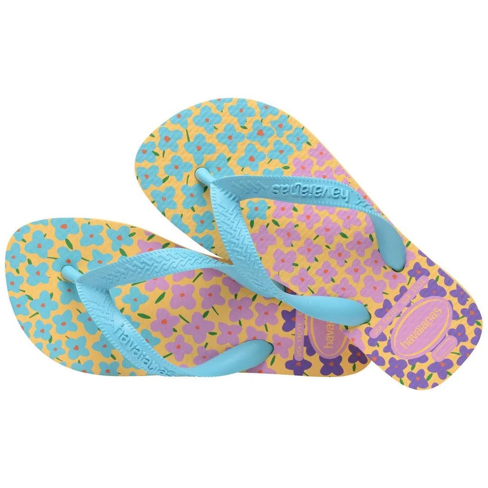 Havaianas Kids Flores Amarelo Caja/Azul Tradi 25/6