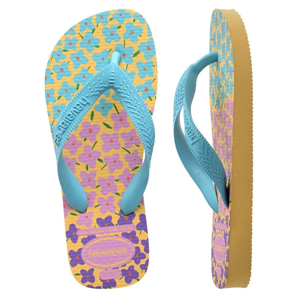 Havaianas Kids Flores Amarelo Caja/Azul Tradi 25/6