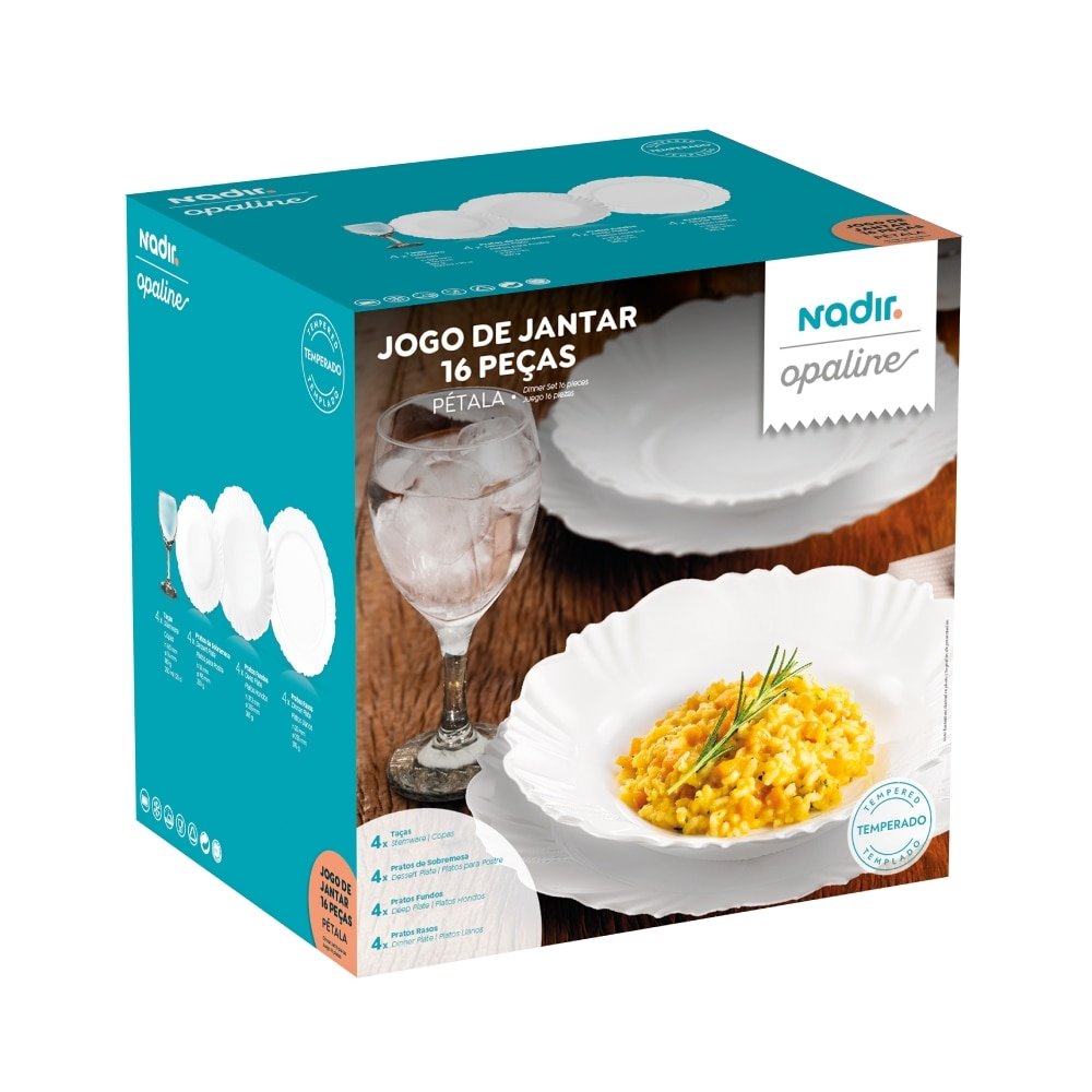 Aparelho de Jantar Nadir Opaline Pétala 16 Peças