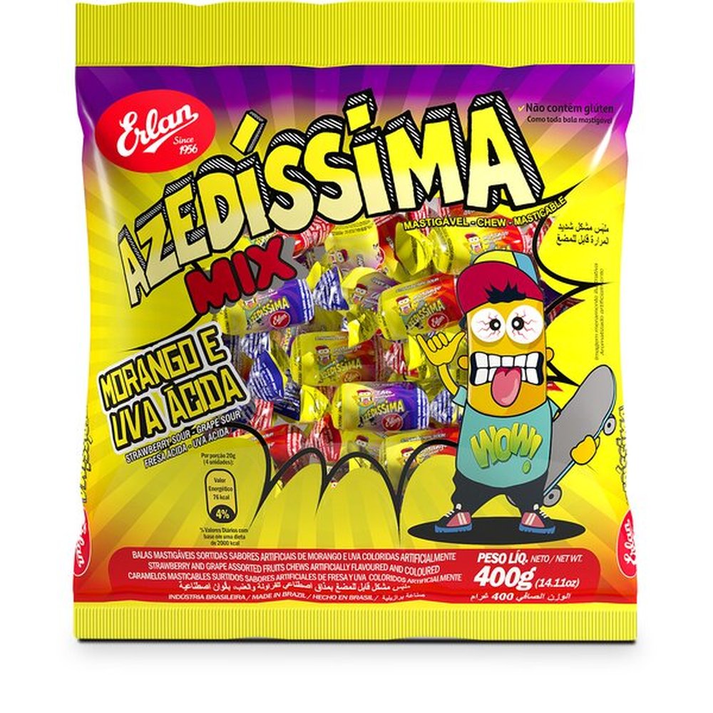 Bala Mastigavel Mix Azedissima Caixa 28 Unidades de 400G
