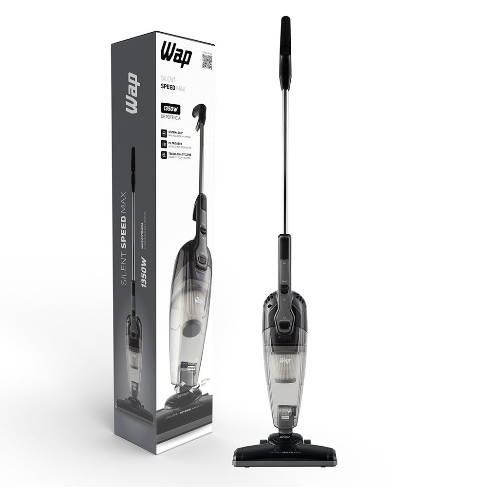 Aspirador de Pó Vertical Wap Silent Speed Max | 1350W, Filtro HEPA, Cinza/Preto, 220V