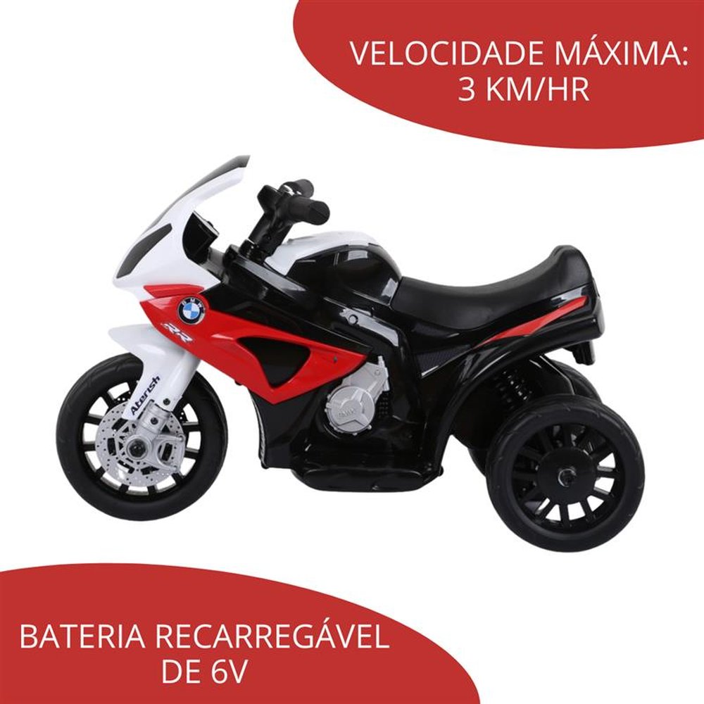 Mini Moto Elétrica 6V BMW S1000 RR Licenciado Vermelho