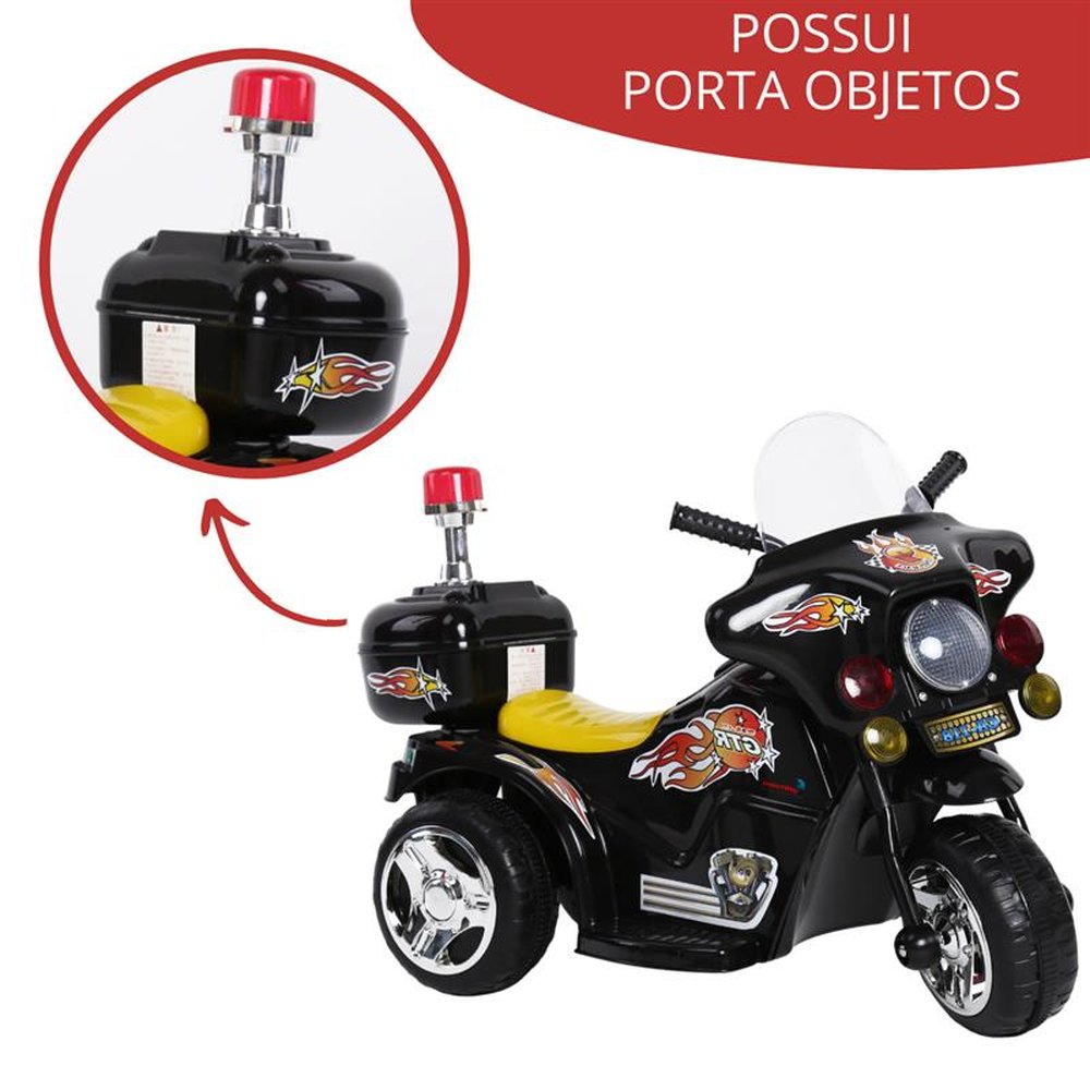 Mini Moto Elétrica Infantil Preta