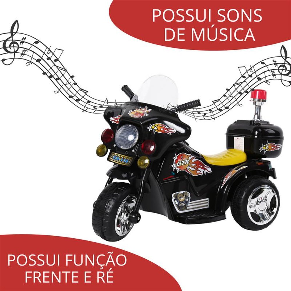 Mini Moto Elétrica Infantil Preta