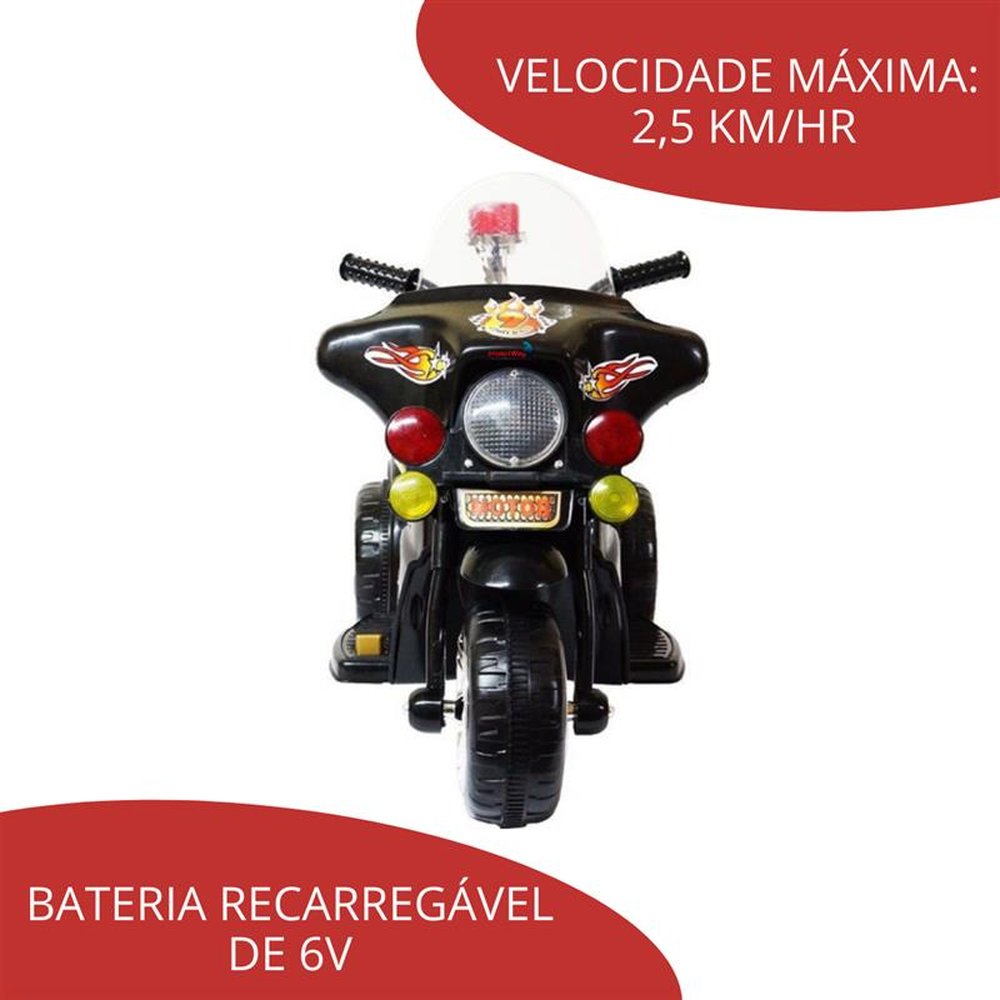 Mini Moto Elétrica Infantil Preta