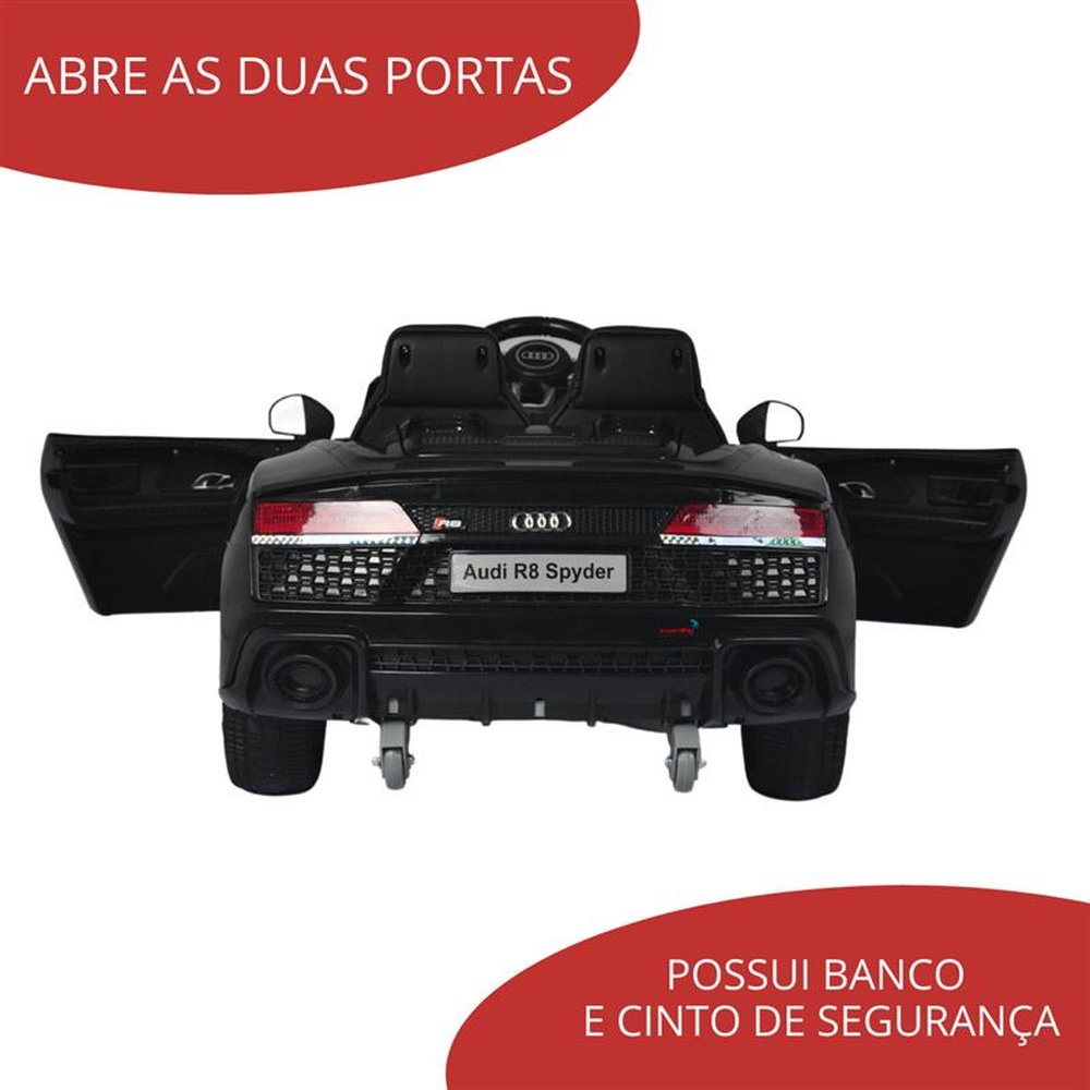 Mini Carro Elétrico 12V Audi R8 Spyder Licenciado Preto
