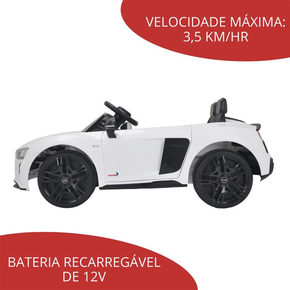 Mini Carro Elétrico 12V Audi R8 Spyder Licenciado Branco