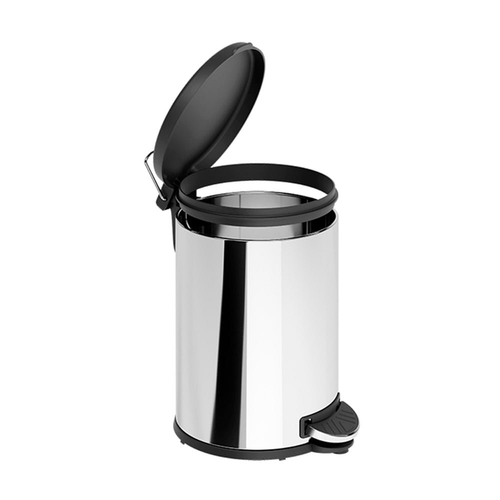 Lixeira Brinox 15L Inox com Pedal Tampa Plástica Preto 3048/205